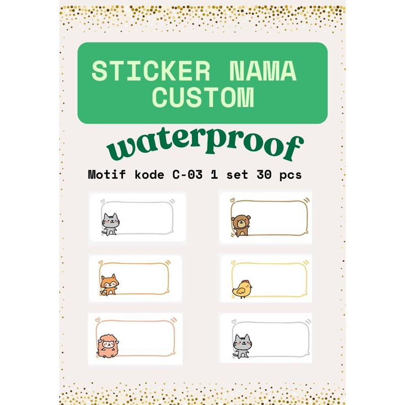 

Sticker nama CUSTOM, Waterproof tanpa sistem PO