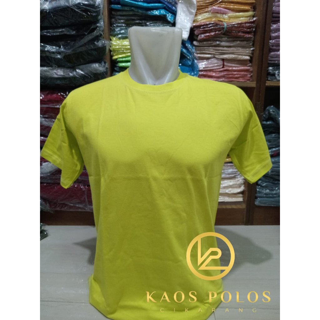 Kaos Polos Cotton Combed 24s Hijau-Electric Lime Katun Knitto Asli Panjang Pendek Pria S,M,L,XL-5XL