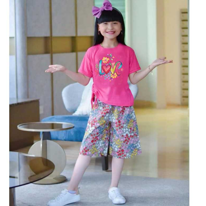 Baju Premium Setelan Anak Cewek Fashion Serut  4-11tahun /Pakaian Anak Perempuan/ One Set anak Perem