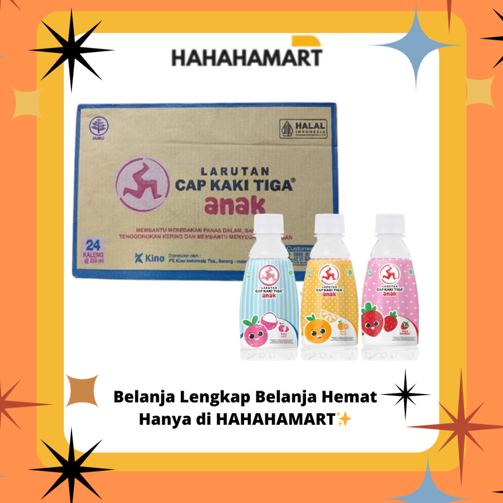 

Larutan Cap Kaki Tiga Botol Anak Pet 250ml Harga Karton Isi 24pcs