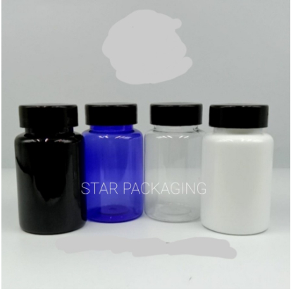 Botol Kapsul 120ml Botol Kapsul PET Botol Plastik Tutup Hitam