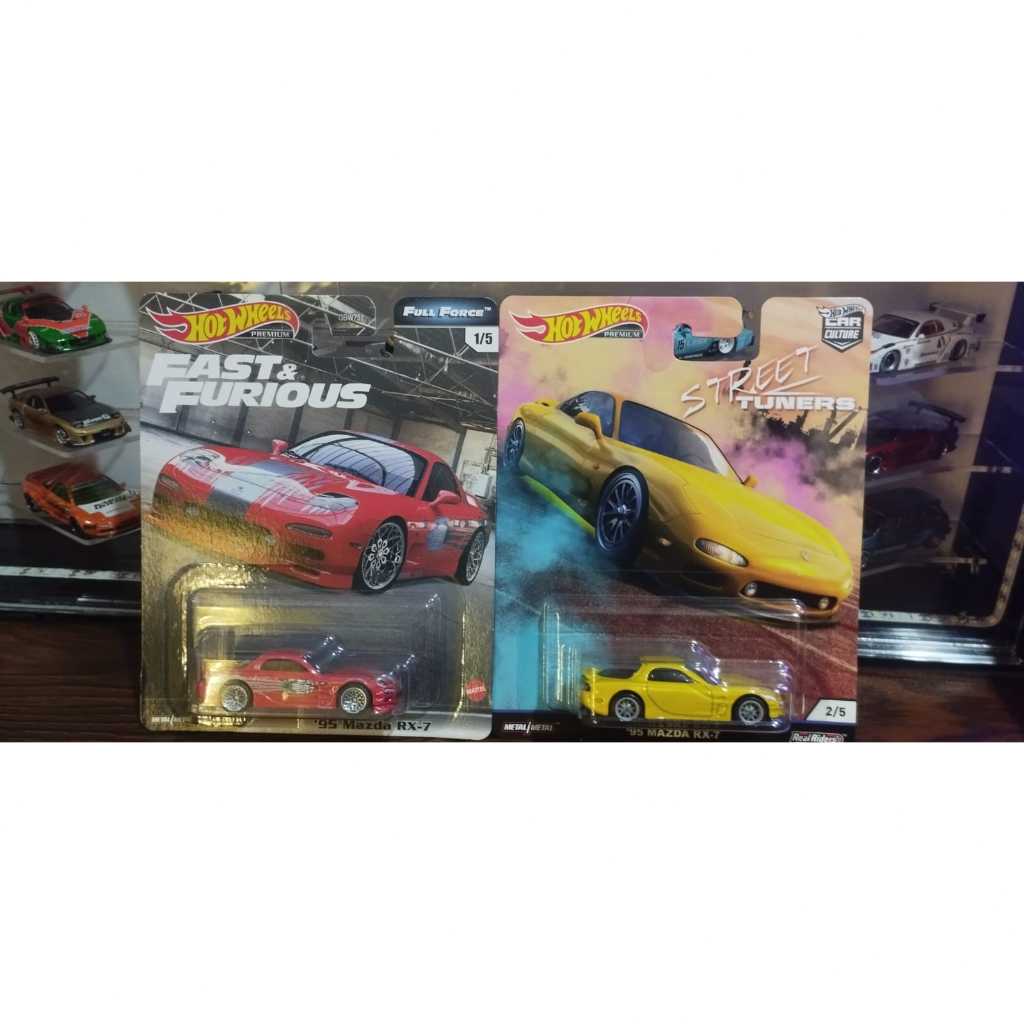 Hot Wheels Mazda RX-7 Full Force & Mazda RX-7 Street Tuner Japan Card [FREE PROTECTOR]