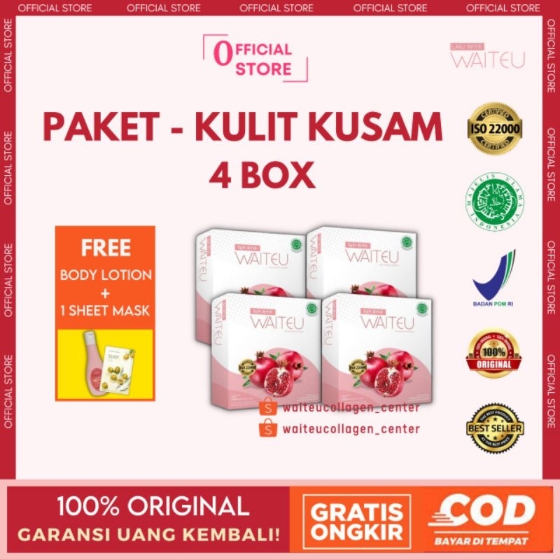 

[4 Box] WAITEU Collagen Drink Paket Kulit Kusam - FREE body lotion & 1 Sheetmask Korea
