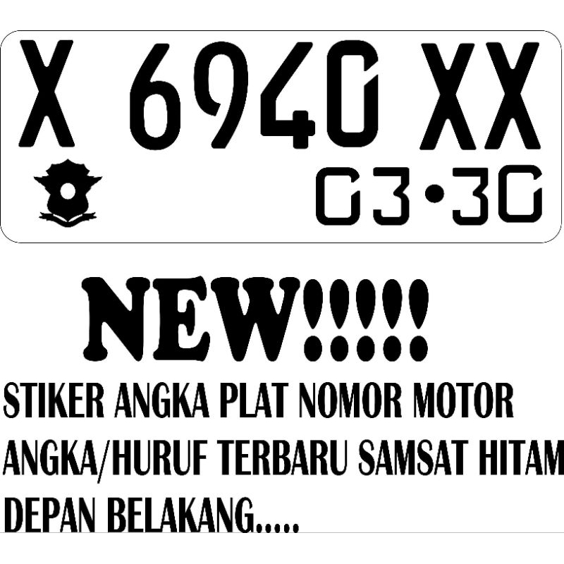 Stiker huruf plat nomor motor font baru
