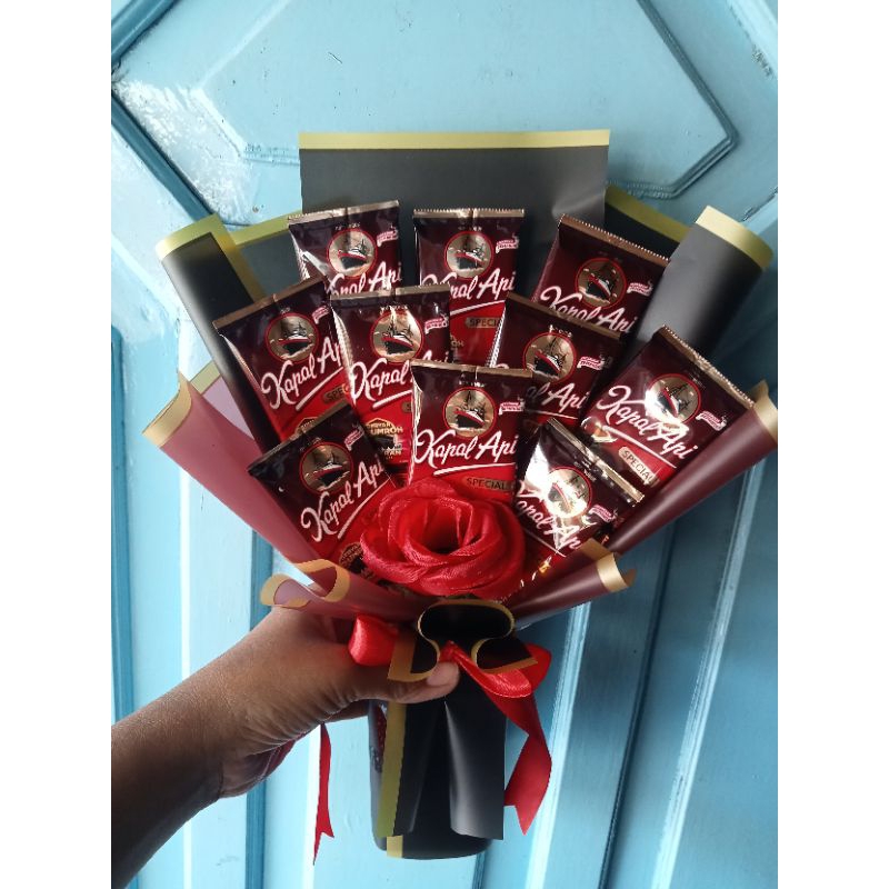 

buket kopi kapal api ( isi 10 SASET kopi kapal api) buket wisuda buket hari guru buket valentine buket kopi