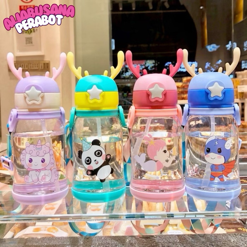 BOTOL MINUM ANAK KARAKTER TANDUK RUSA LUCU/BOTOL MINUM VIRAL