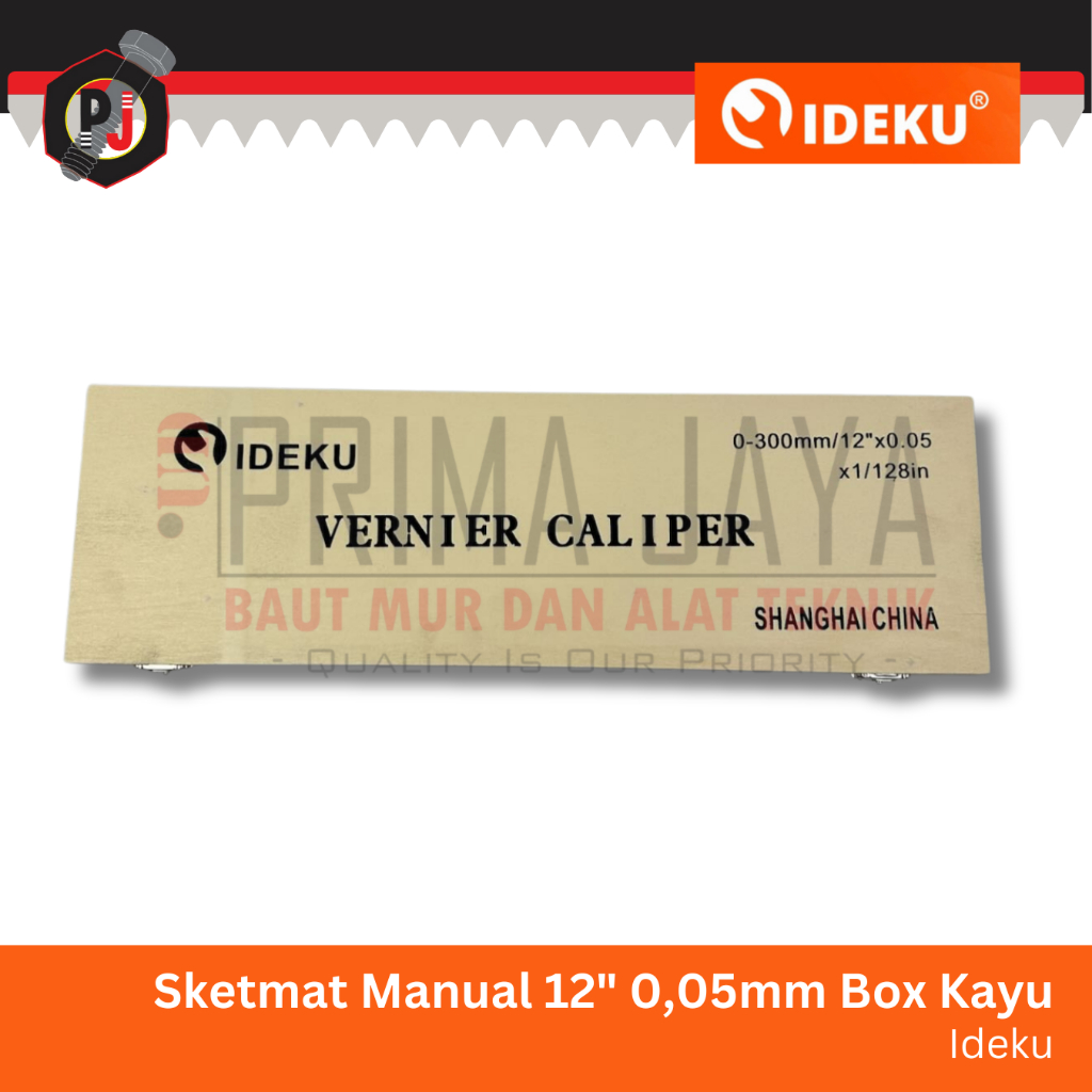 

SKETMAT PRESISI / VERNIET CALIPER / JANGKA SORONG / ALAT UKUR TEKNIK MANUAL 12" 0,05 MM BOX KAYU IDEKU