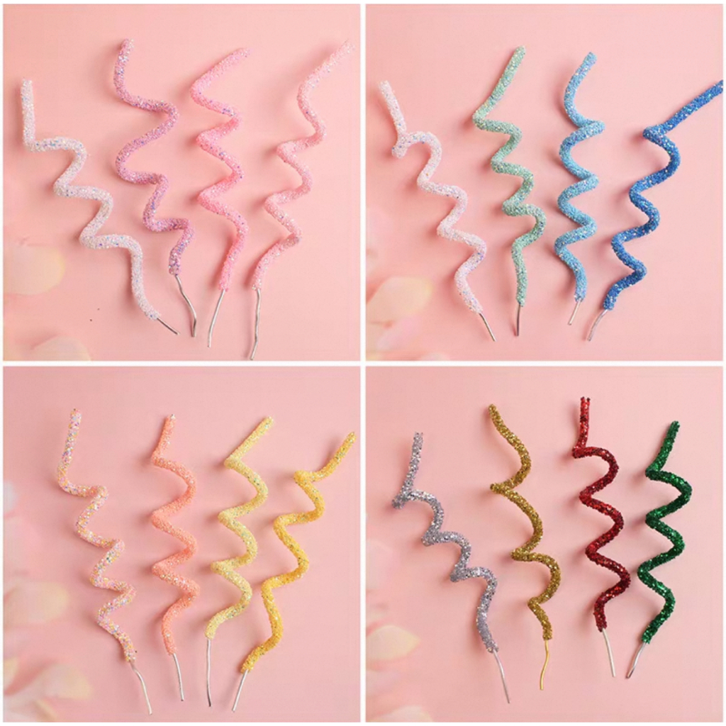 

Lilin Ulang Tahun Spiral Glitter Happy Birthday Topper Aesthetic Estetik Pastel Gold Silver Candle