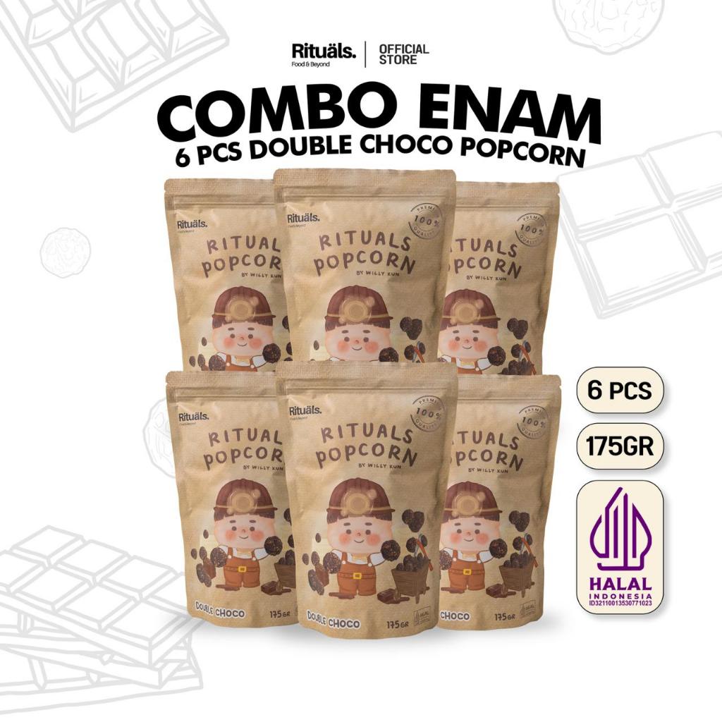 

Rituals Food [Combo 6 Bungkus] Double Choco Popcorn 175gr Ukuran Large - Snack Jagung Coklat Tebal Cemilan Crispy