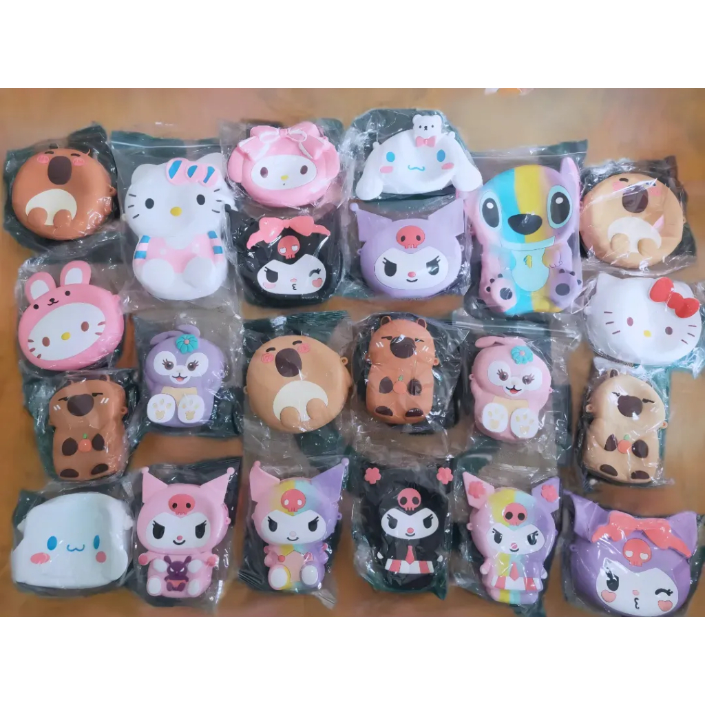 Tas Capybara Selempang anak Silicone pop it karakter Sanrioo Sling Bag Dompet Koin Cermin Makeup