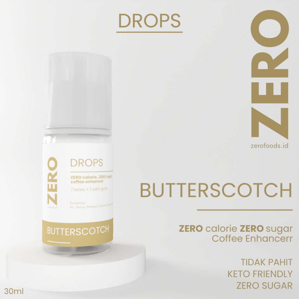 

Zero Drops Butterscotch - Pemanis Tanpa Gula, Zero Kalori, Rasa Lebih Baik dari Stevia