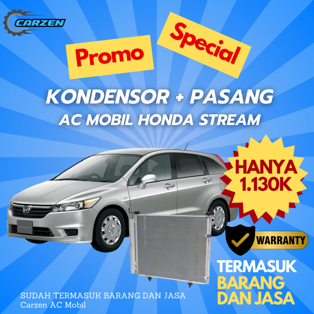 KONDENSOR HONDA STREAM TERMASUK JASA PASANG BERGARANSI