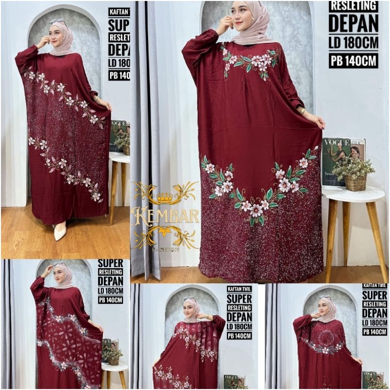Kaftan Dress Twill Ori Super Reslesting Depan Longdress Batik Lukis Pekalongan Busui Bumil Big size 