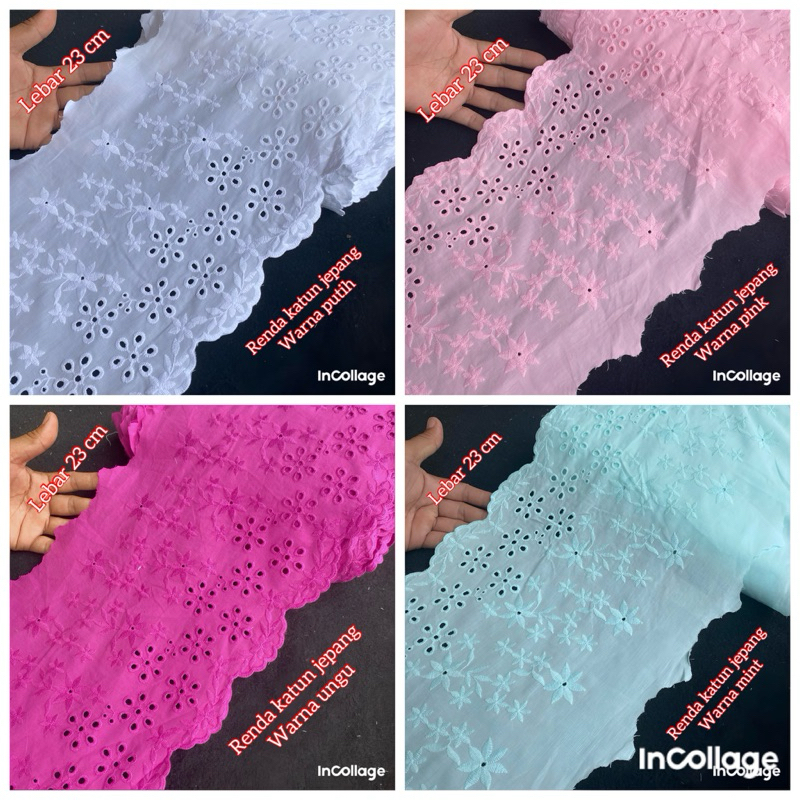 per meter Renda Katun jepang lebar 23 cm