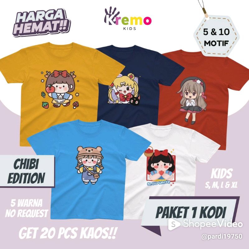paket 1 Kodi kaos anak - chibi series
