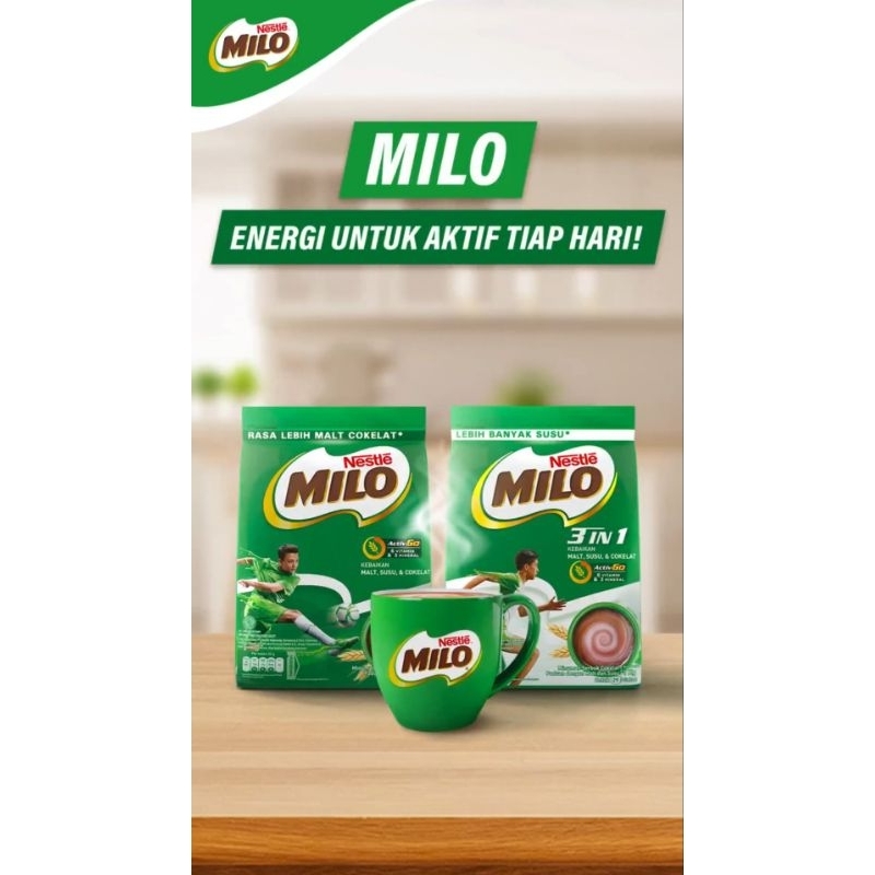 

MILO ACTIV-GO minuman susu cokelat 990 Gram/MILO 3-1 ACTIV-GO minuman susu cokelat 990 Gram