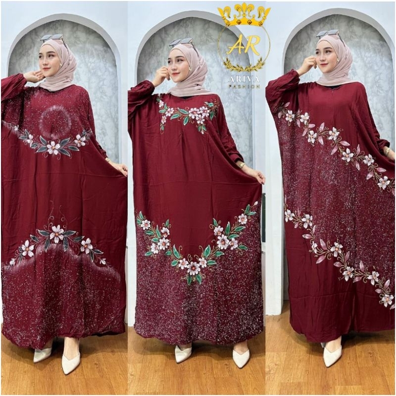 Gamis Kaftan Dress Twill Super Reslesting Depan Longdress Batik Lukis Pekalongan Busui Bumil Big siz