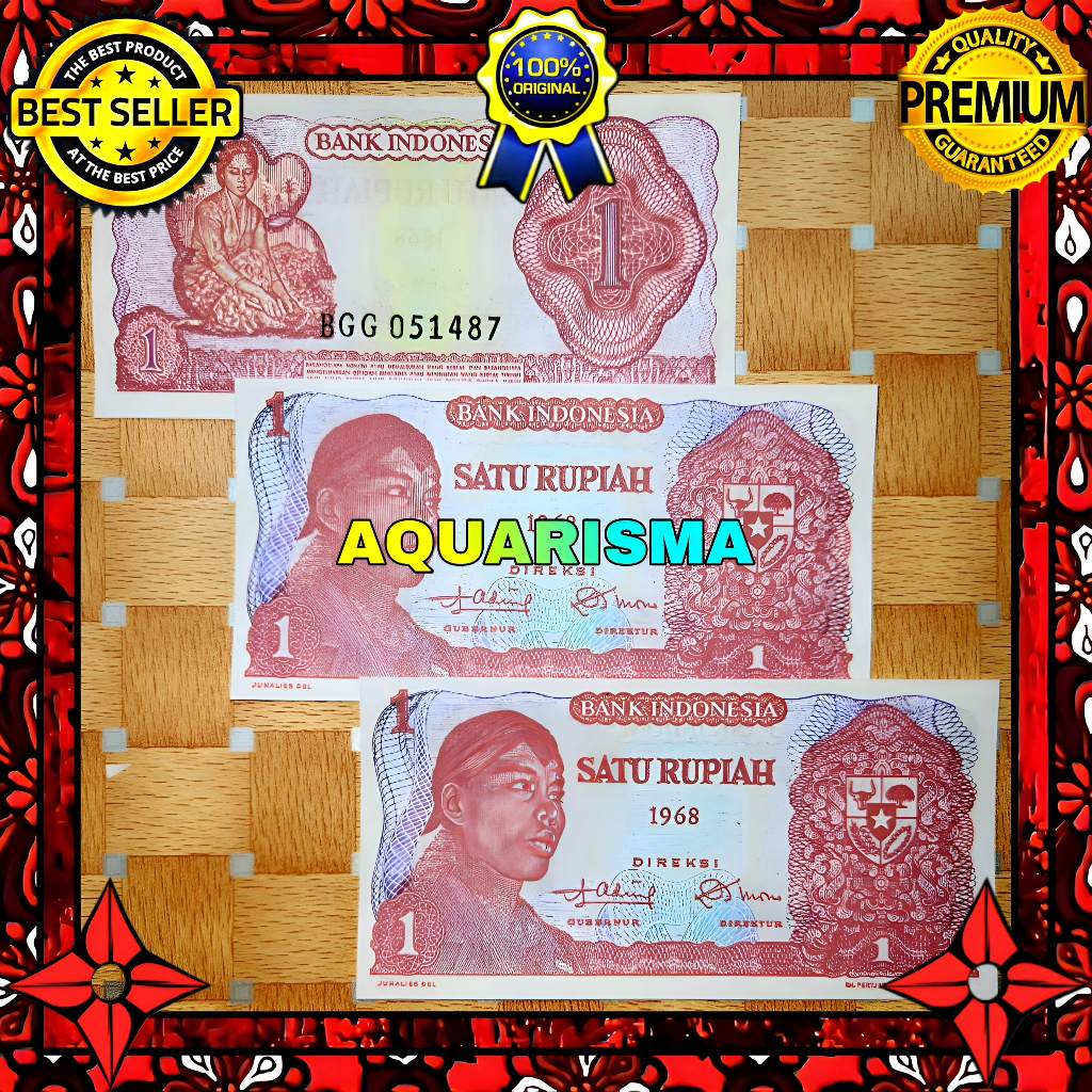 KOLEKSI NUMISMATIK - SOUVENIR REPRO UANG KUNO 1 RUPIAH INDONESIA SOEDIRMAN 1968