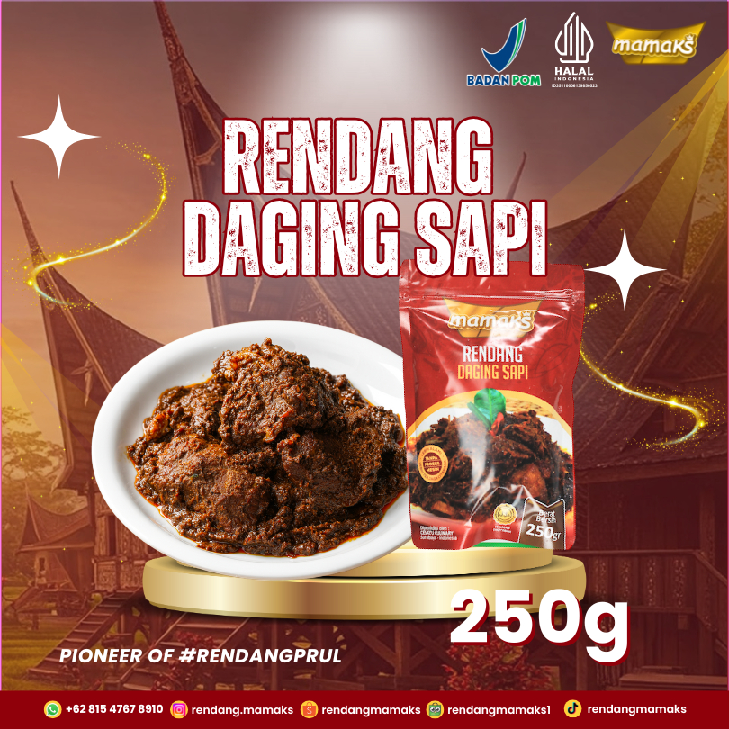 

Rendang Daging Sapi Padang 250 gram (Halal MUI BPOM) - Mamaks