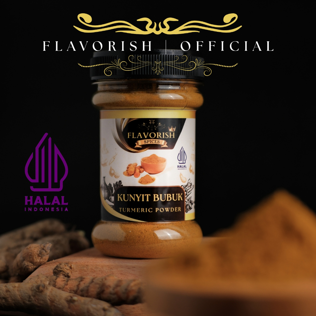 

FLAVORISH Kunyit Bubuk Turmeric Powder Premium Quality Halal Bumbu Dapur Rempah-rempah Bumbu Masak