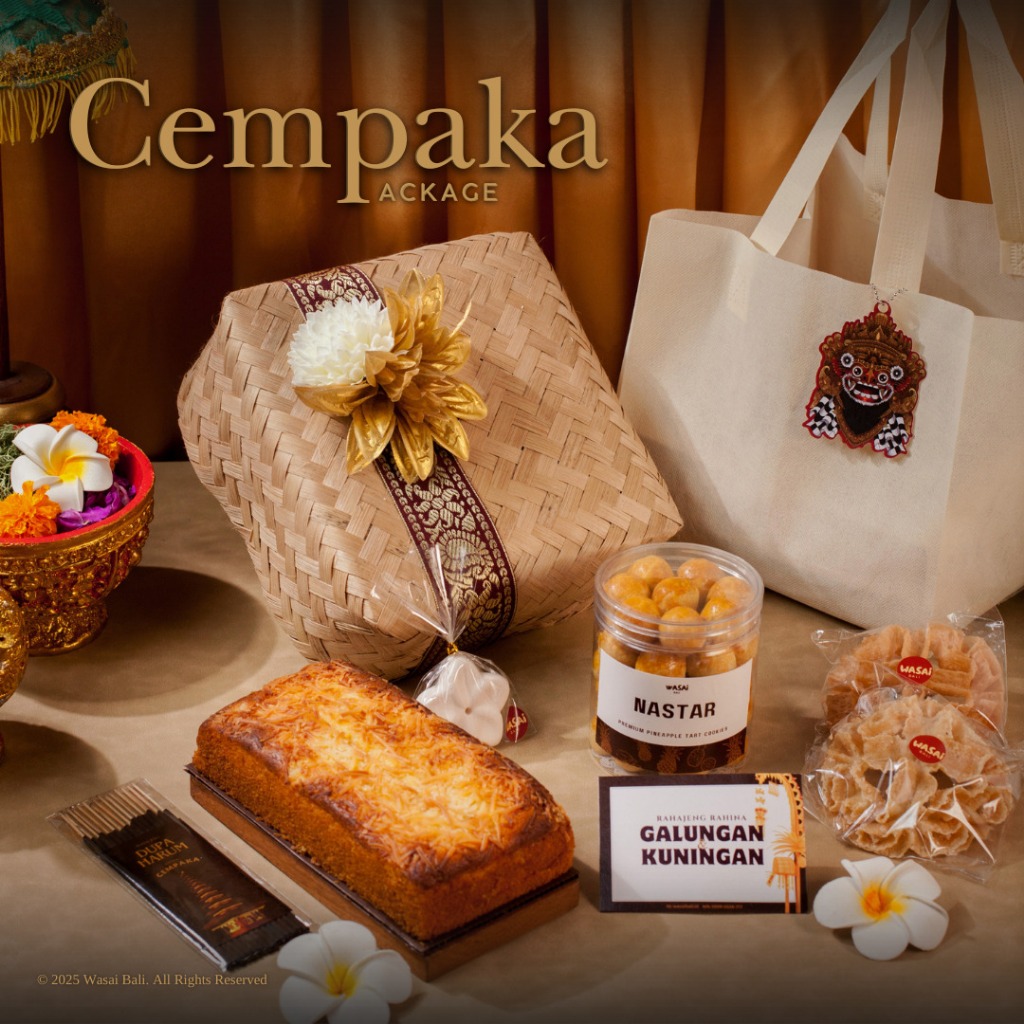 

WASAI Bali - Cempaka Package Hampers Galungan Nastar Bolu Tape Premium Cake Kue Kering Hari Raya Hindu Galungan Kuningan Bali Gift Besek Hantaran Menu HOMEMADE