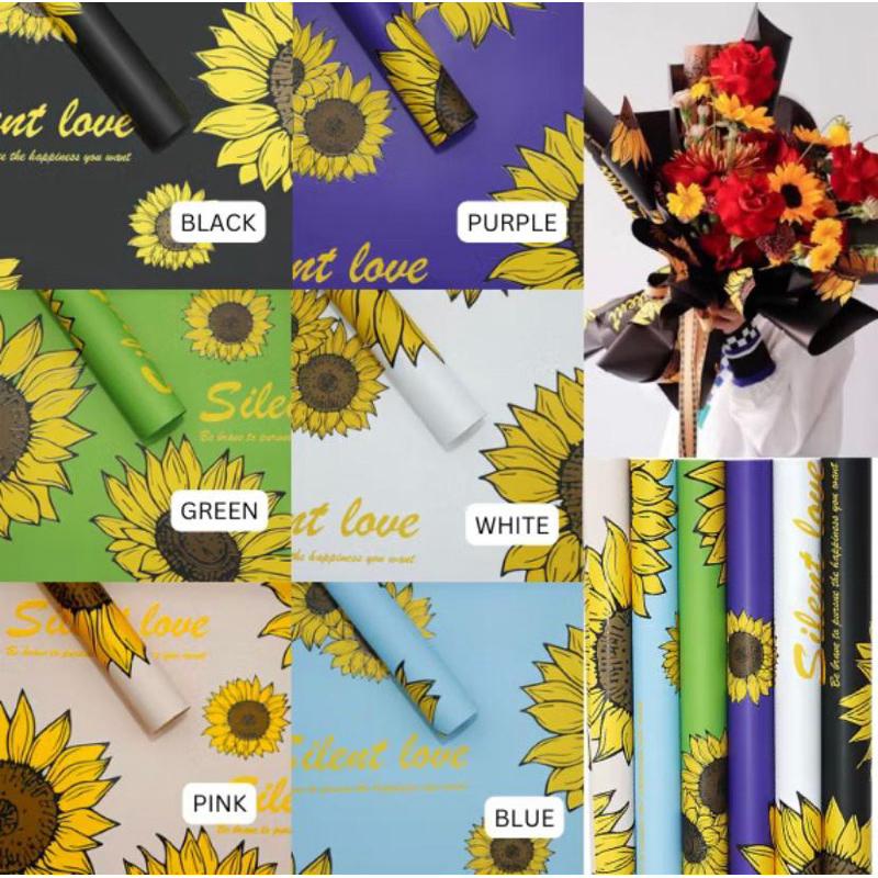 

KB064 Kertas Buket Bunga Solid Motif Bunga Matahari Daisy Flower Wrapping Paper Cellophane Waterproof KB064