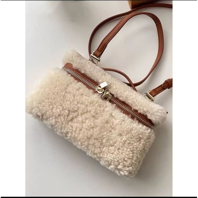 Tas slempang wanita bulu tas HP cewe hand bag slingbag GD 8311