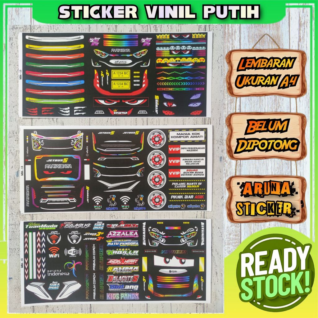 

Sticker Miniatur Bus termurah Bahan Anti Air Lembaran Belum Cutting