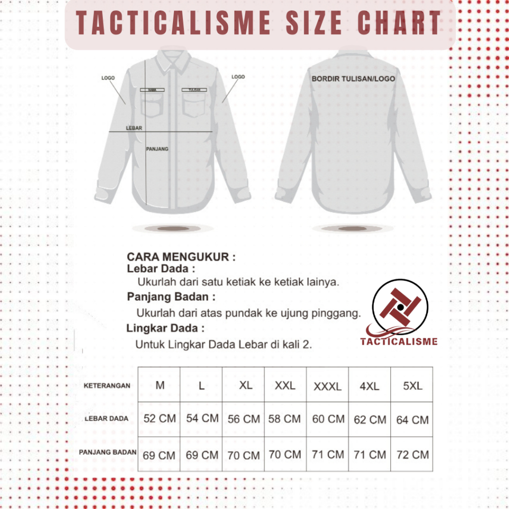 Kemeja Tactical M-TAC Cream Jumbo Custom Bordir Lengan Panjang Baju Kerja Reskrim Outdoor Original
