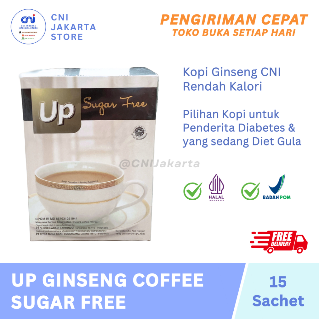 

UP Ginseng Coffee Sugar Free 15 Sachets - Kopi Ginseng CNI Rendah Kalori Aman untuk Diabetes