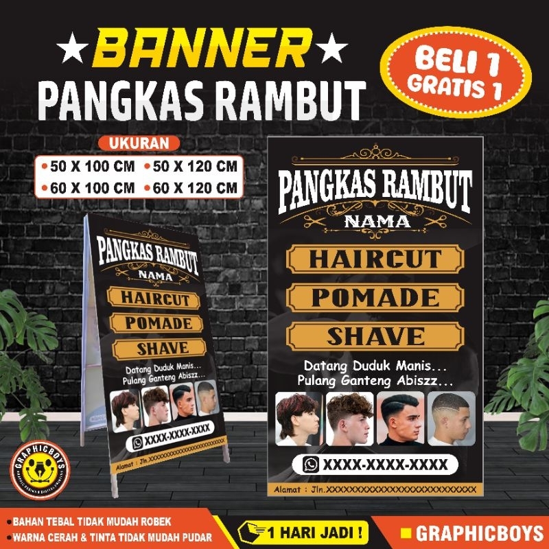 Spanduk Pangkas Rambut Terbaru, Banner Pangkas Rambut Terbaru