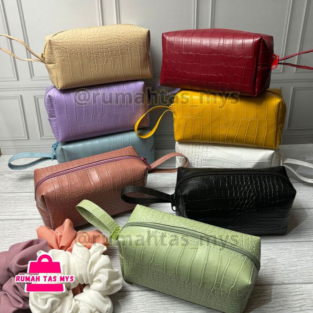 Pouch Croco, Pouch Kembung Croco Souvenir Pernikahan, Souvenir Kosmetik, Souvenir Pouch Make UP, Tas