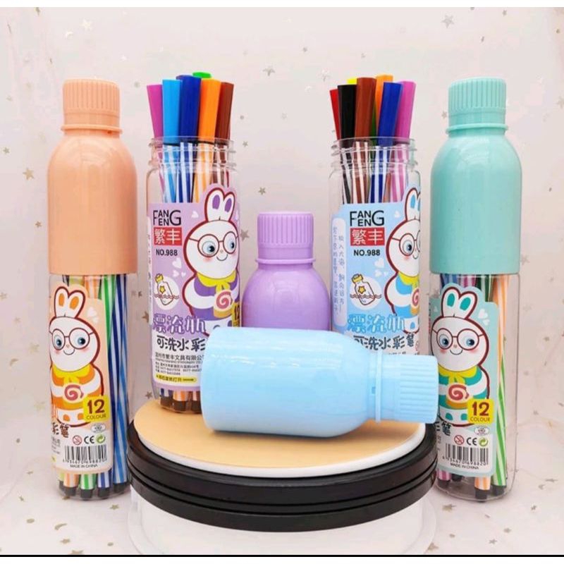 

Spidol warna warni isi 12 pcs spidol kemasan botol alat lukis anak