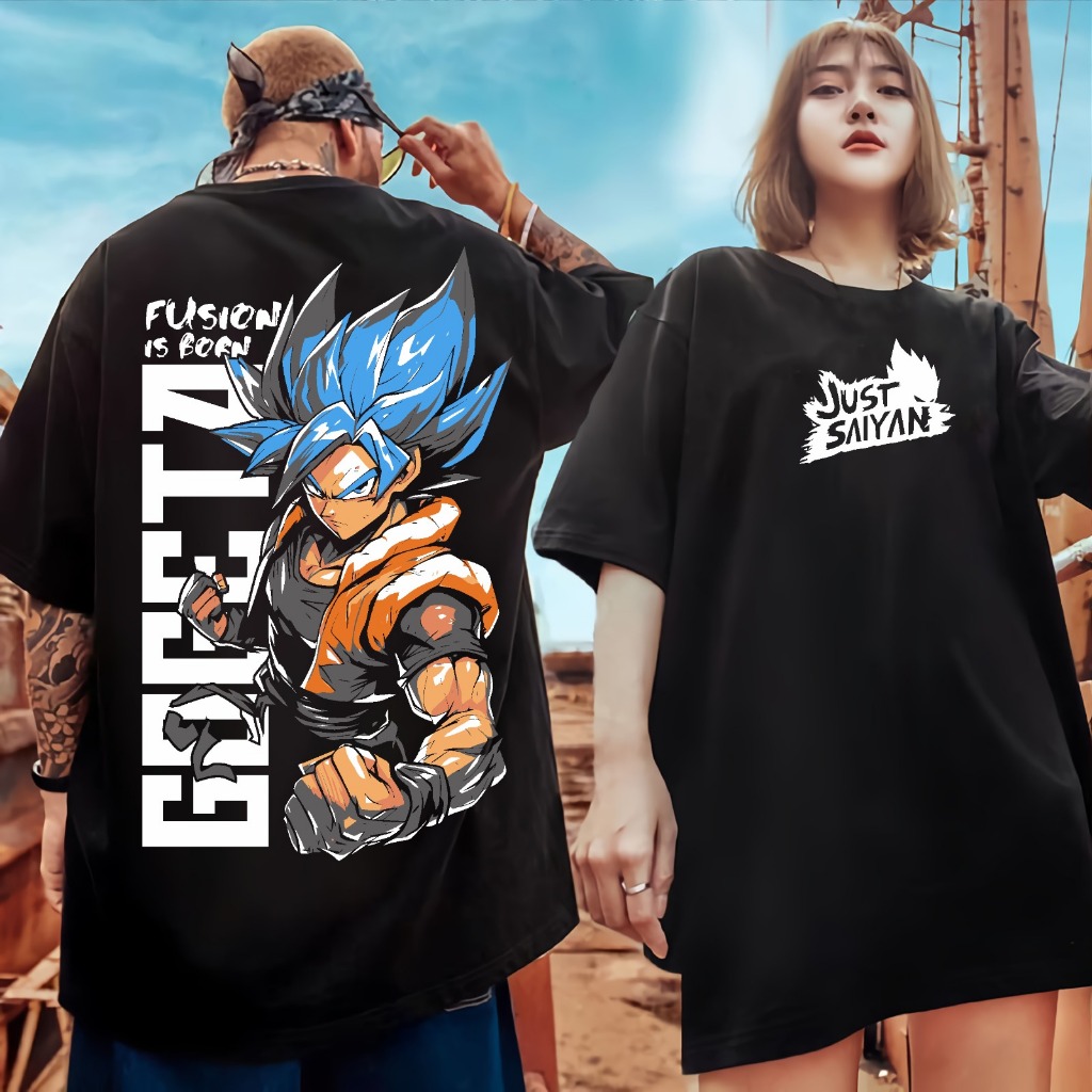 Baju Kaos Distro Pria Gambar Gogeta Lengan Pendek Warna Hitam Katun Combed AJU KAOS PRIA BAJU KAOS W