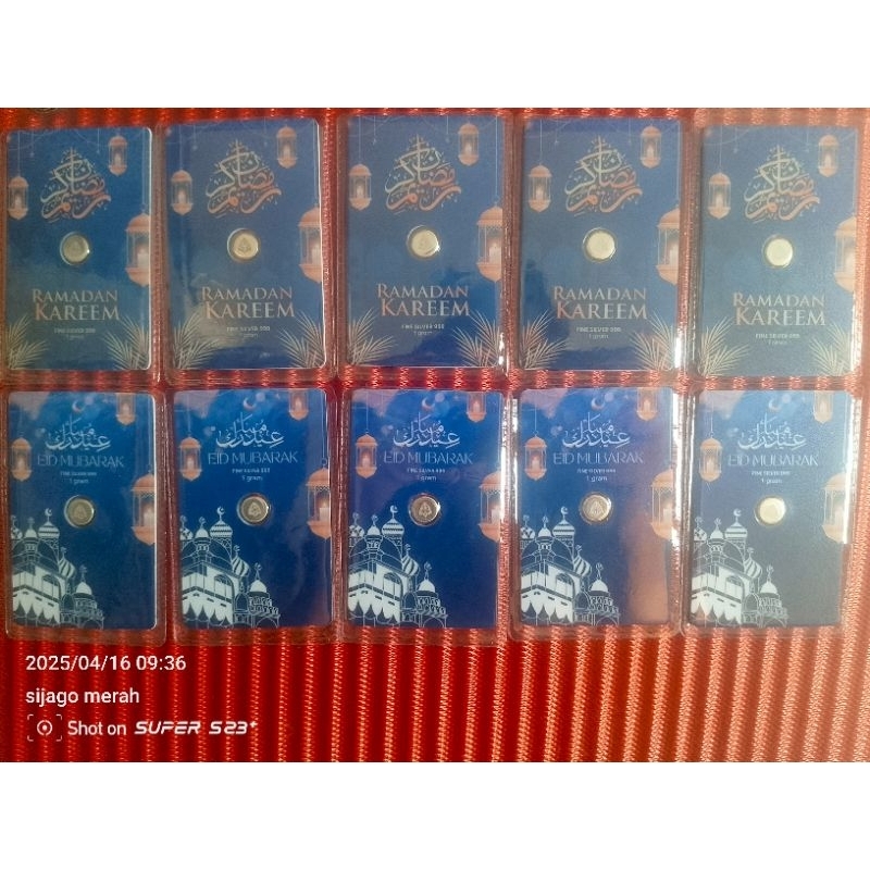 MINI GOLD SILVERIUM EID MUBARAK DAN RAMADHAN KAREEM LIMITED EDITION DIRHAM ANTAM PERAK MURNI 999