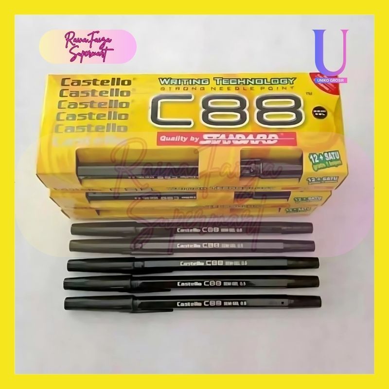 

Pena Castello C88 1 Pack Isi 13 pcs (12+1 Bonus) – Pulpen Tinta Hitam Halus dan Nyaman Menulis