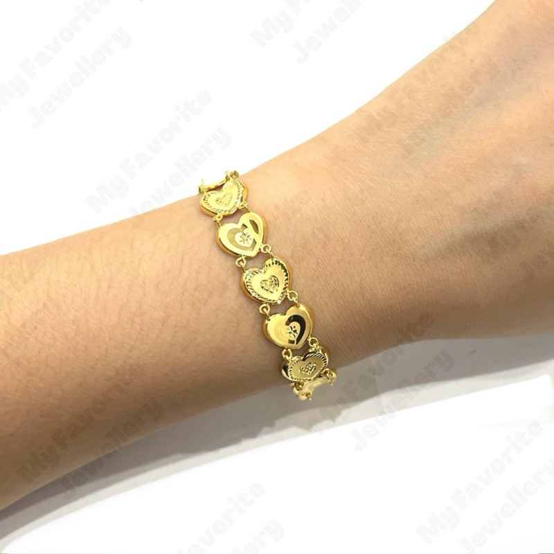 Gelang Rantai Love Susun Banyak EMAS ASLI Kadar 700 16K