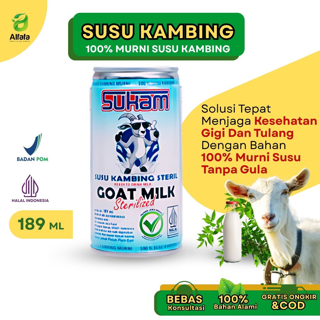 

Sukam Susu Kambing Steril 100% Susu Murni Tanpa Gula 189ml