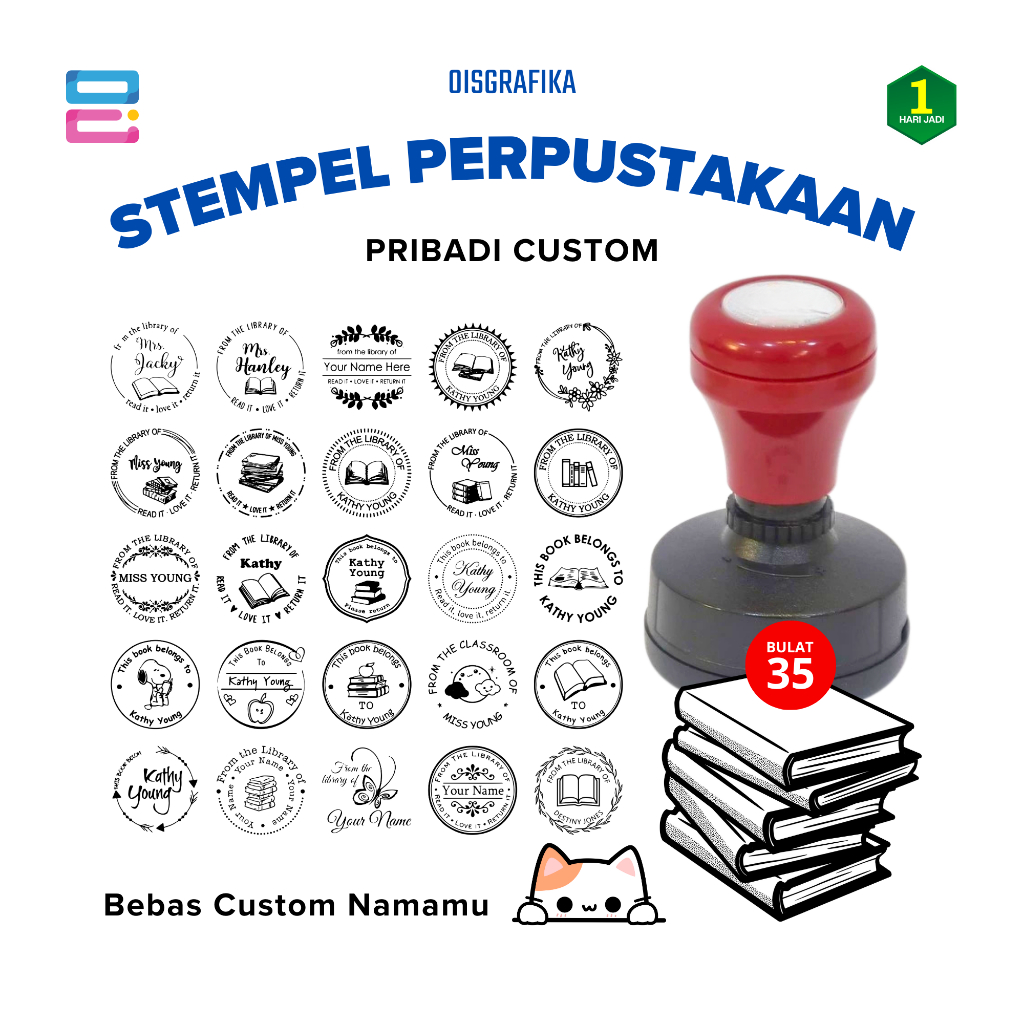 

Stempel Perpustakaan Pribadi Nama Koleksi Buku - Custom