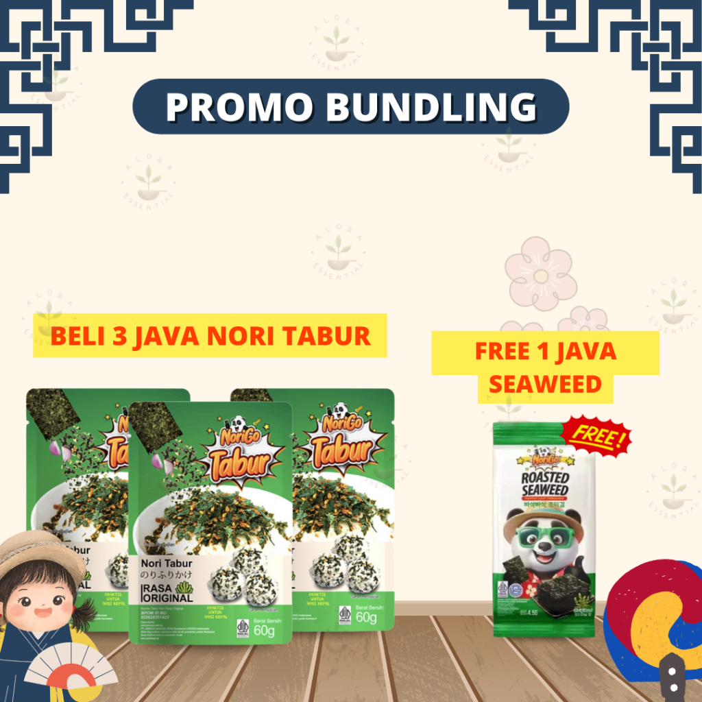 

Promo Paket Bundling Beli 3 Pcs Java Nori Tabur Free Roasted Seaweed - Java Nori Tabur Rumput Laut Panggang Original 60gr - Norigo Nori Tabur