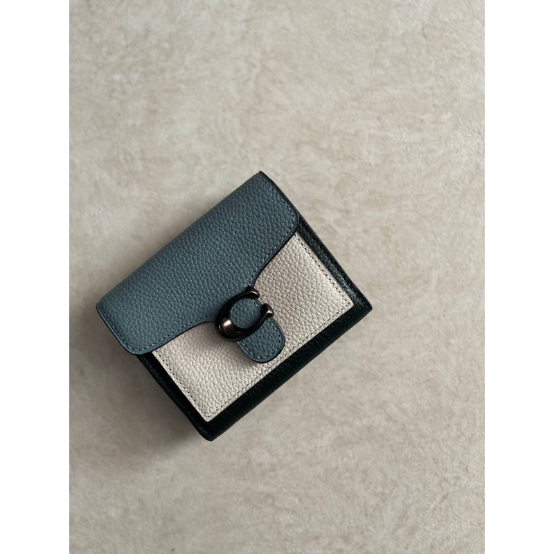 Ready Coach tabby small wallet In leather  colorblock sage green multi