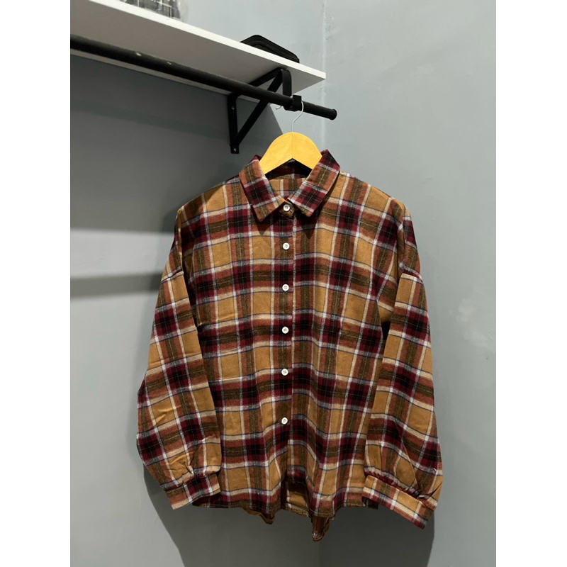 (NEW) Tartan Shirt / Kemeja Kotak-kotak Merah Oren / Kemeja Casual