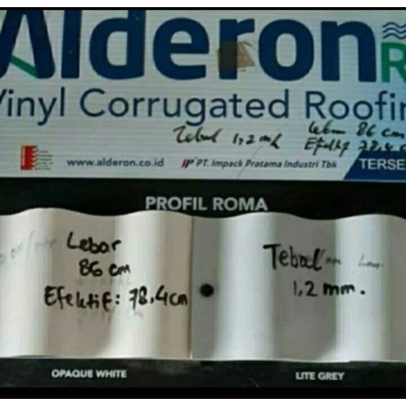 Alderon RS- Atap UPVC Roma 5m/lembar/Atap UPVC Alderon RS Roma 5m/lembar