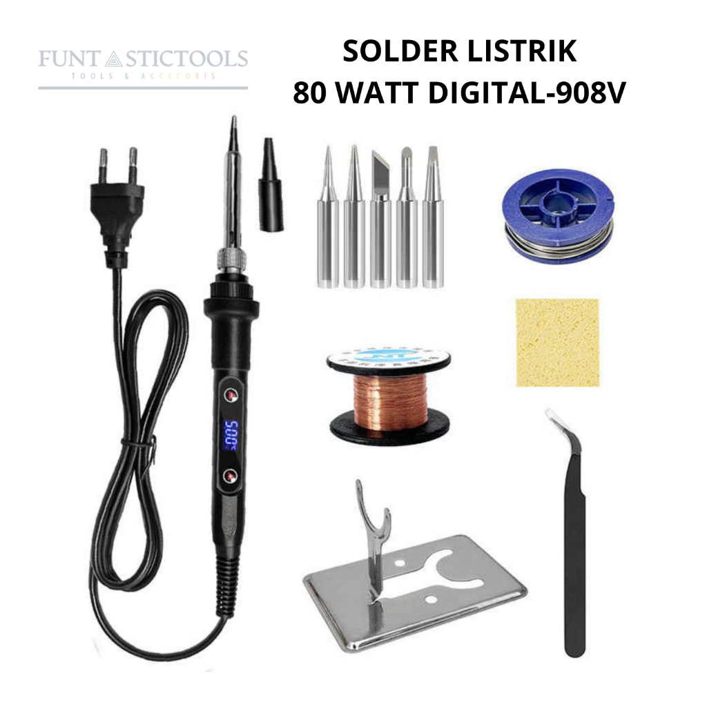 Solder Listrik Digital 80 Watt 908V Pinset Timah Jumper Solder Hp