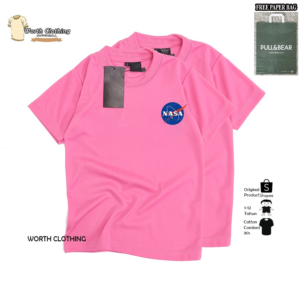 { FREE PAPER BAG }  Baju Kaos Anak Nasa Pink / Kaos anak laki laki & perempuan / Kaos anak kekinian 