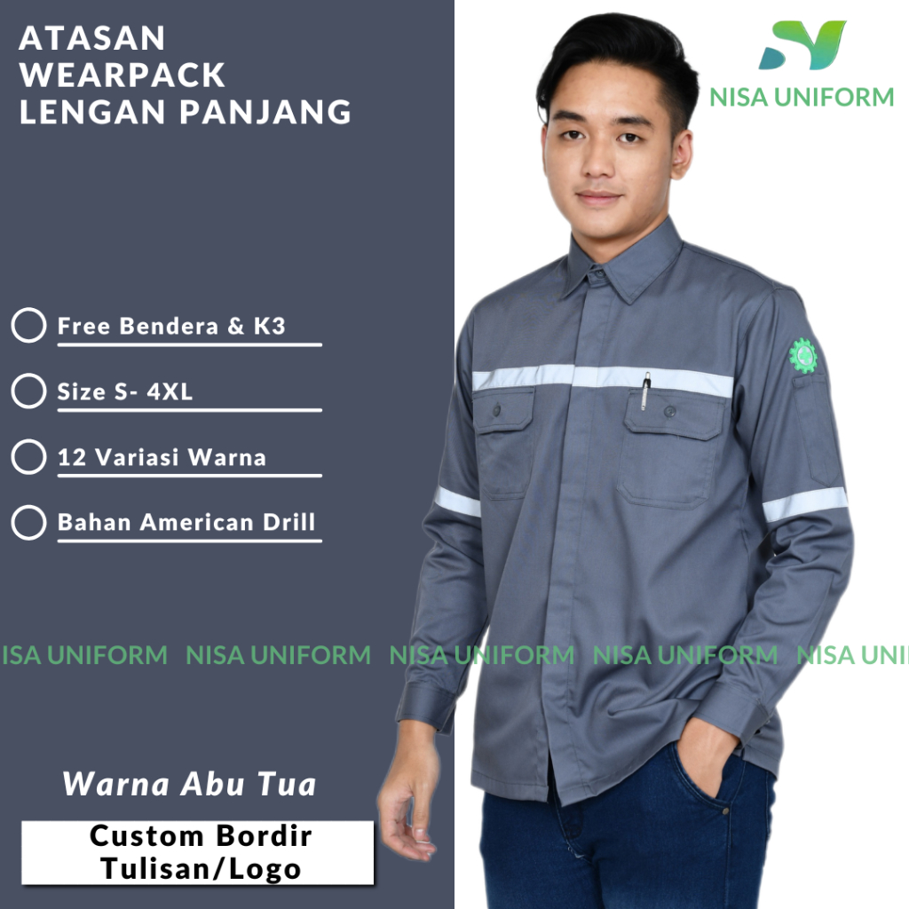 Baju Safety Lengan Panjang Ukuran Jumbo/Seragam Kerja Lapangan/Baju Proyek Safety/Baju Wearpack