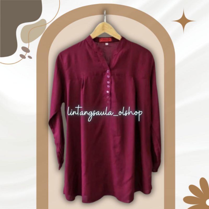 Blouse Polos Rayon Jumbo Maroon