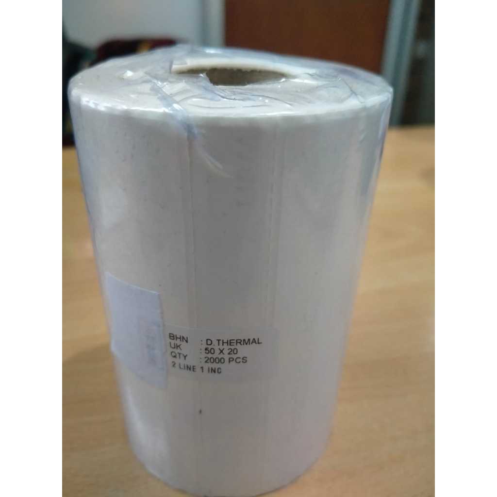 

label stiker thermal 50x20mm core 1 inchi isi 2000 pcs 2line