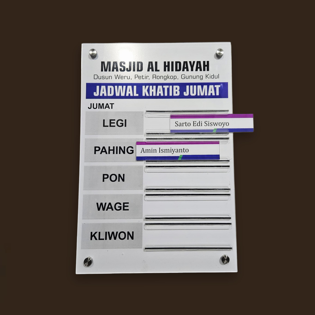 

Akrilik Papan Informasi Custom | Informasi Jadwal | Custom Papan Akrilik Daftar Hadir