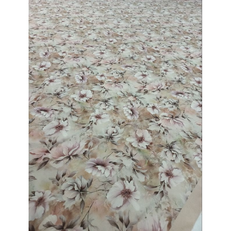 Bahan Kain Silk Motif Bunga / Digital Print Motif Bunga